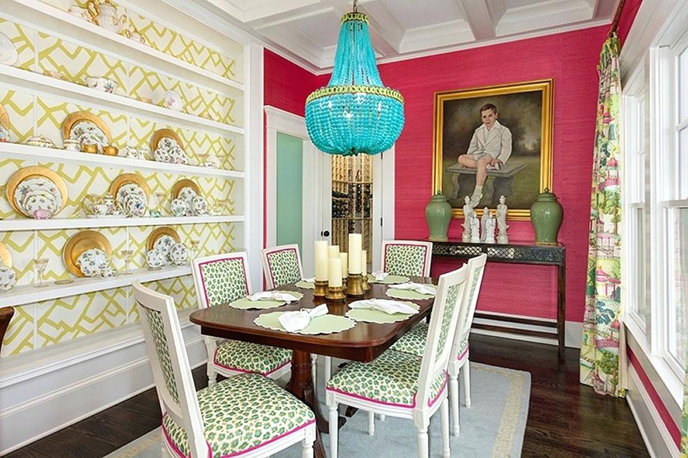 Turquoise Beaded Chandelier Dining Room - HD Wallpaper 