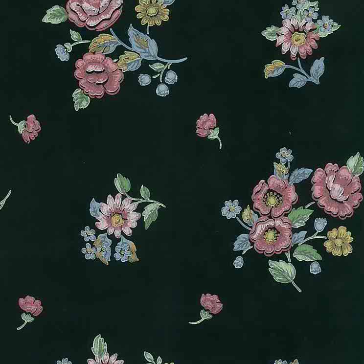Black Floral Vintage Wallpaper, Pnk, Blue, Yellow, - Vintage Wallpaper Floral For Phone - HD Wallpaper 