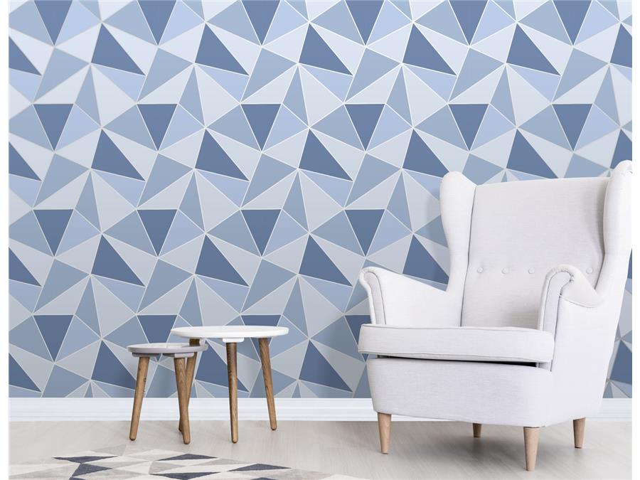 Blue Wallpaper Interior Design - HD Wallpaper 