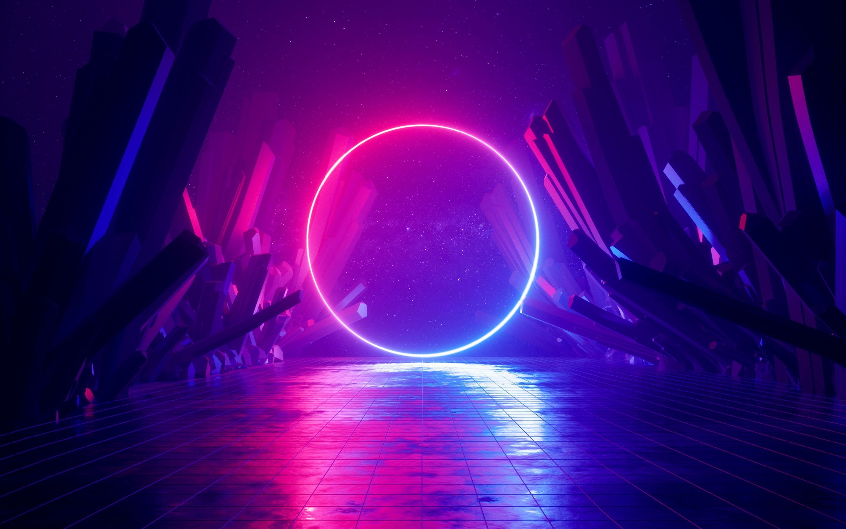 Wallpaper Sci-fi, Neon, Circle Reflection, Huawei,mediapad - Neon - HD Wallpaper 