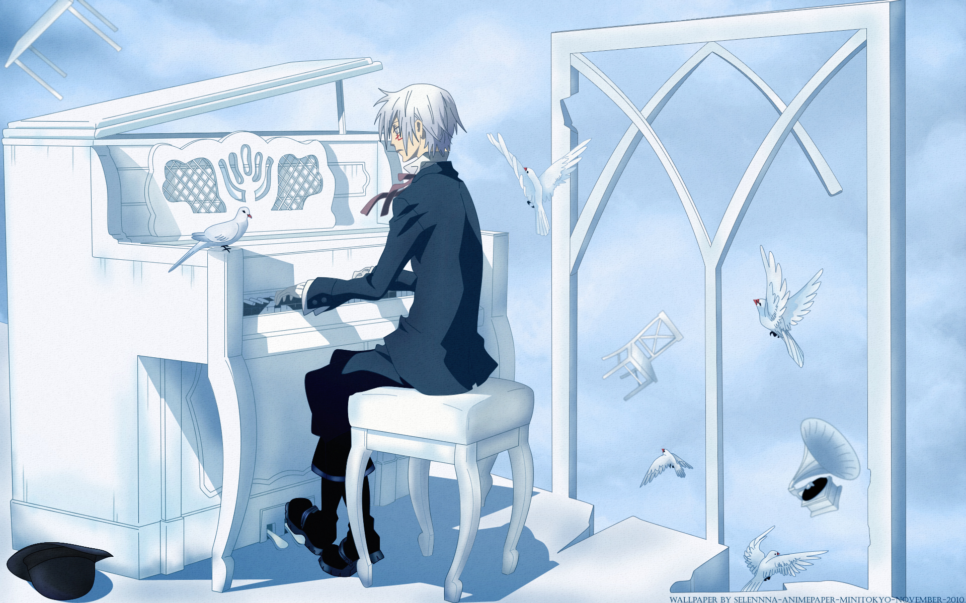 Anime Boy Playing Piano - HD Wallpaper 