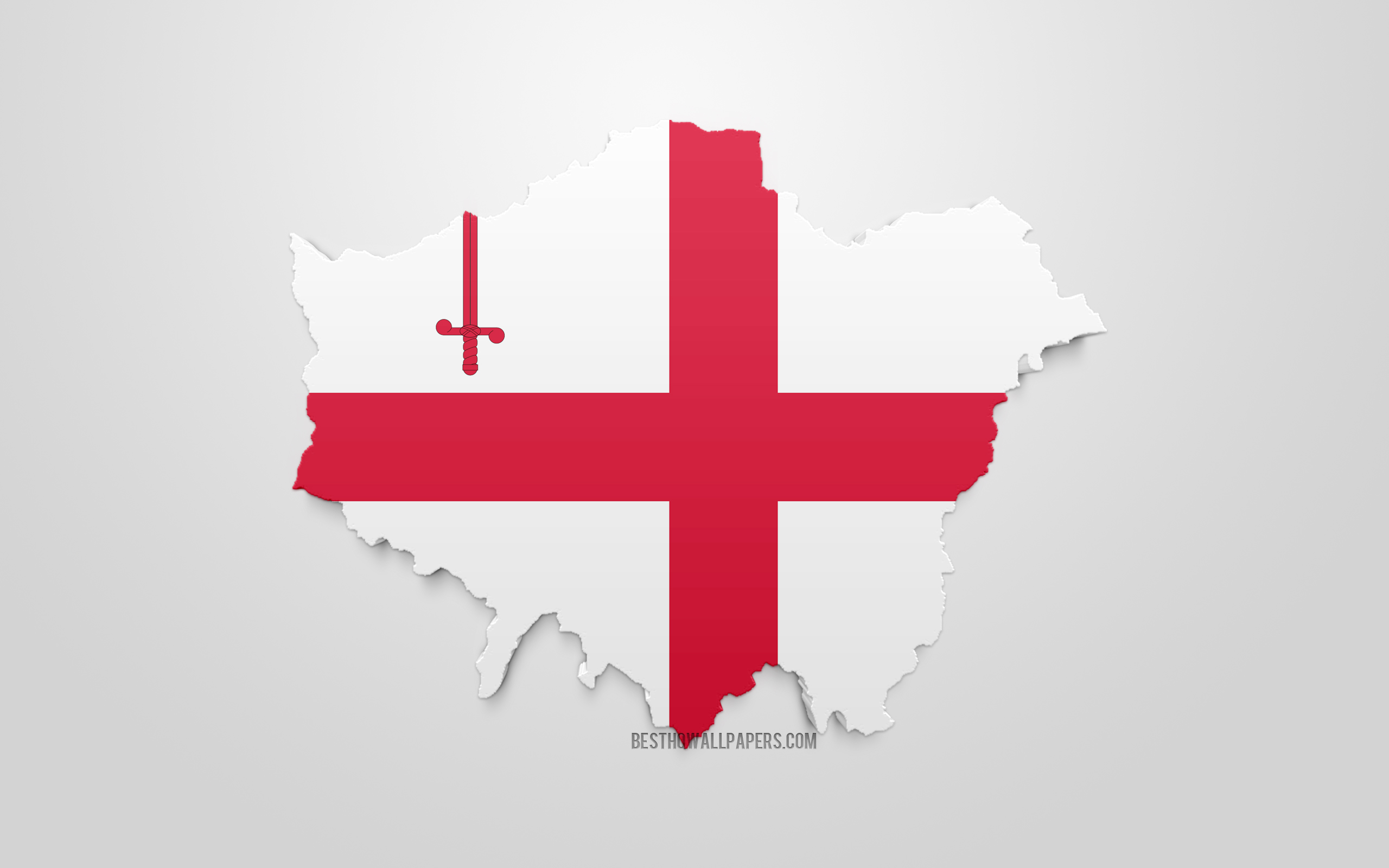 London Map Silhouette, 3d Flag Of London, 3d Art, London - Cross - HD Wallpaper 