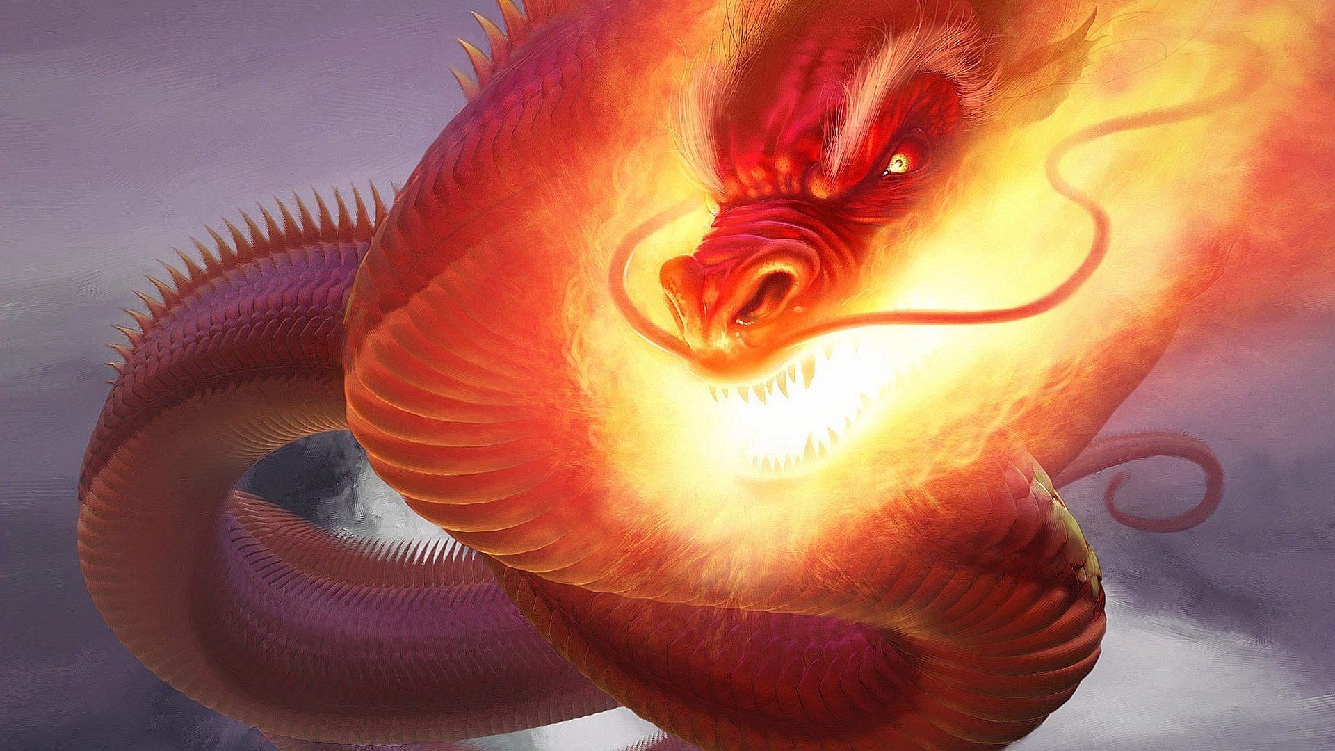 Chinese Dragon Breathing Fire - HD Wallpaper 