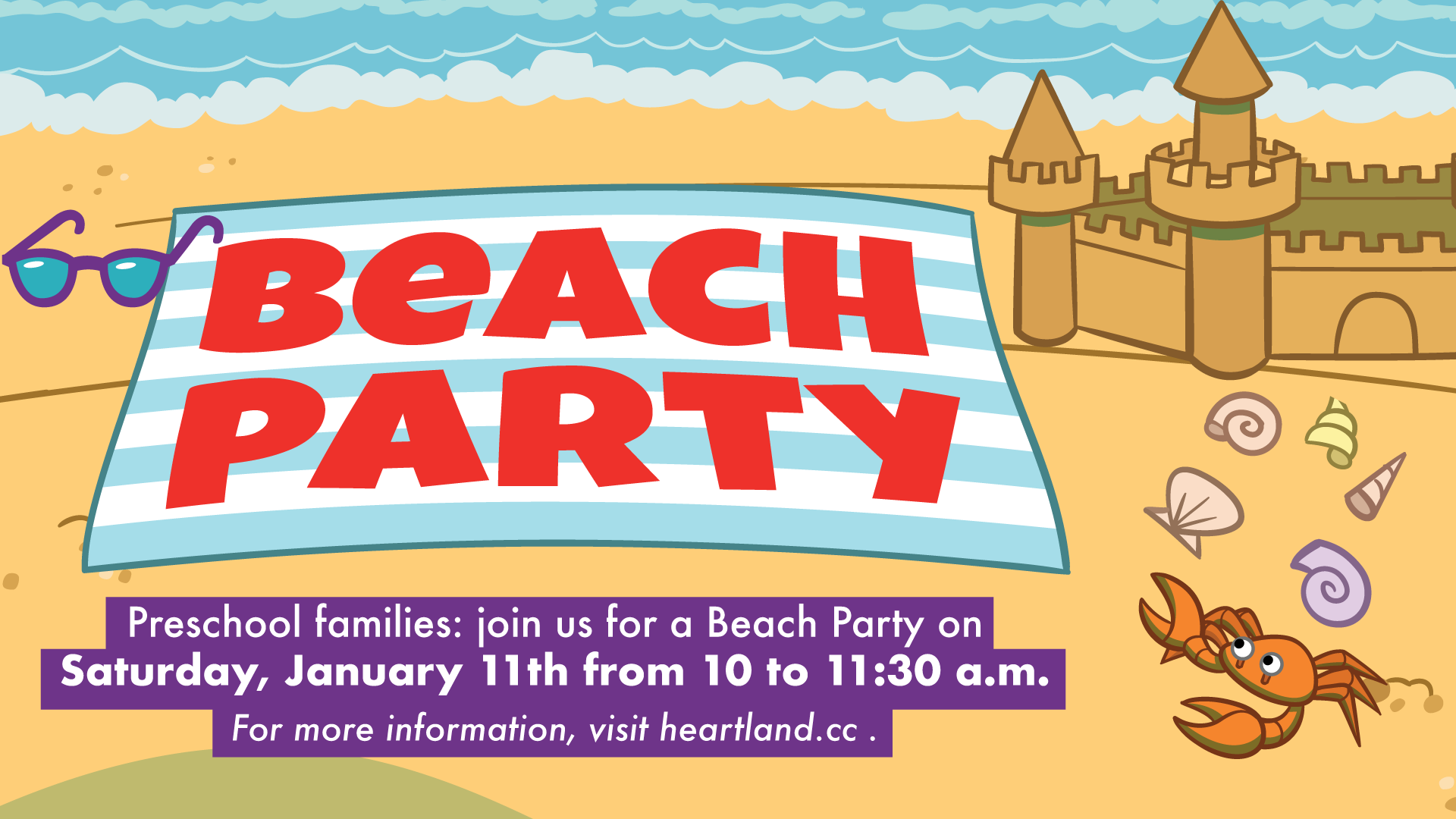 Beach Party For Preschool Families - Illustration - HD Wallpaper 