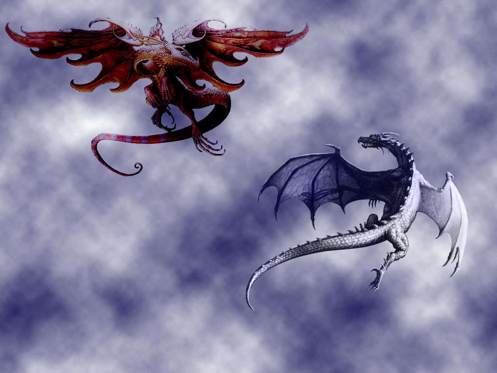 Ice Fire Dragon Wallpaper - Battle Of The Red And White Dragon - HD Wallpaper 