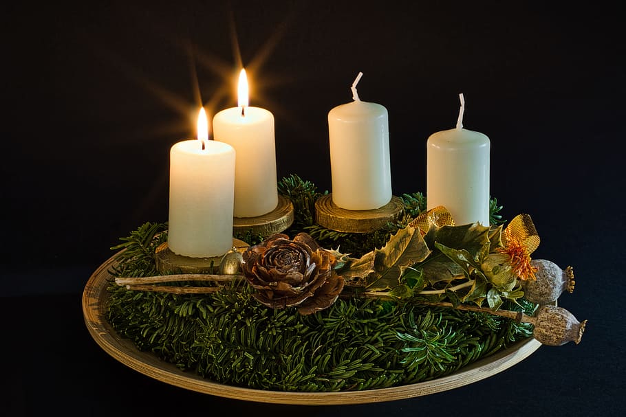Advent, 2, Candles, Candlelight, Christmas, Advent - 2 Avdvent Candle - HD Wallpaper 