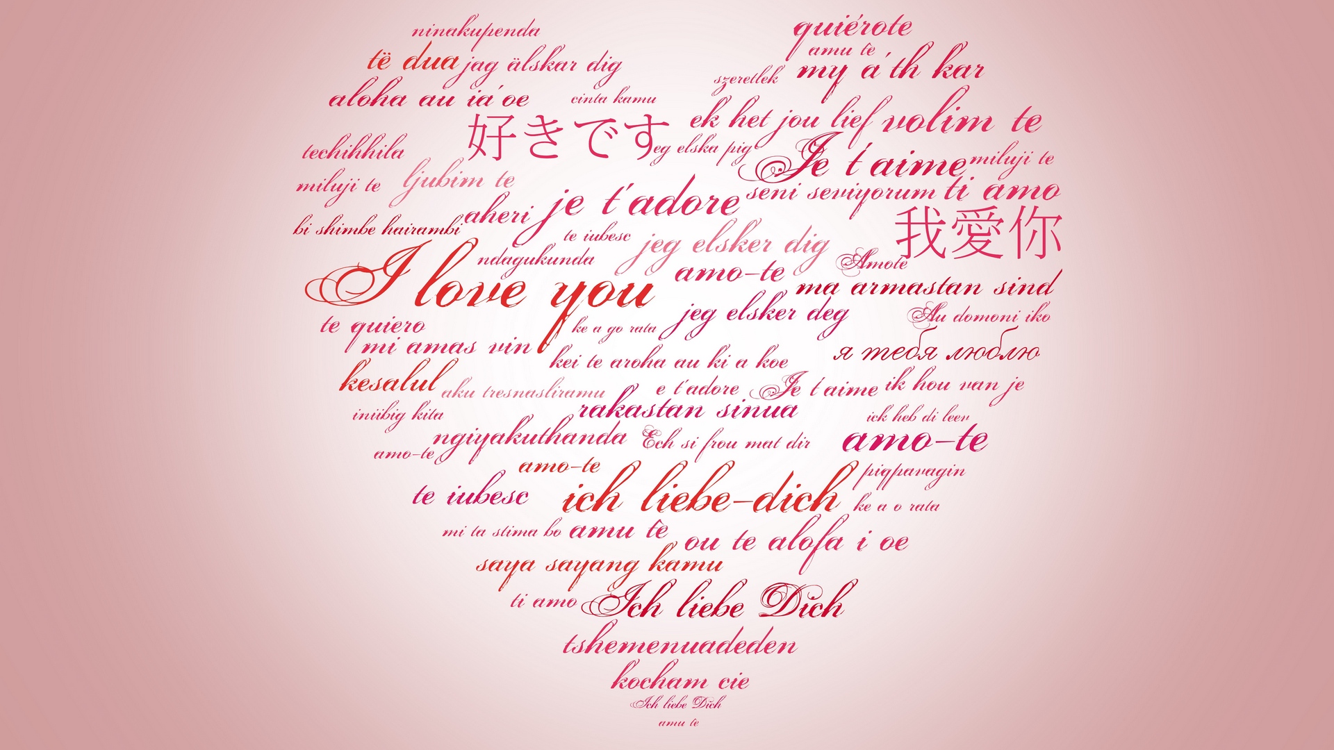 Wallpaper Heart, Drawing, Lettering, Love Confession - Love You In All Languages Together - HD Wallpaper 