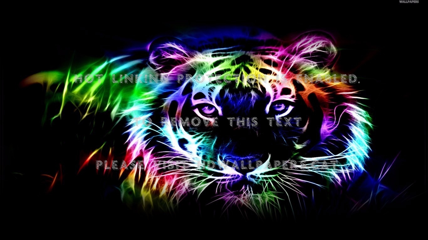 Wallpaper Fire Angels Tigers Love Abstract - Neon Tiger - HD Wallpaper 