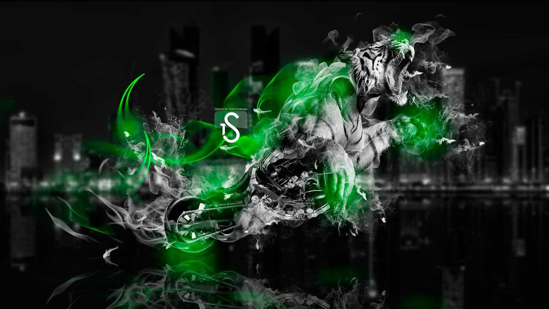 Black And Green Tiger - HD Wallpaper 