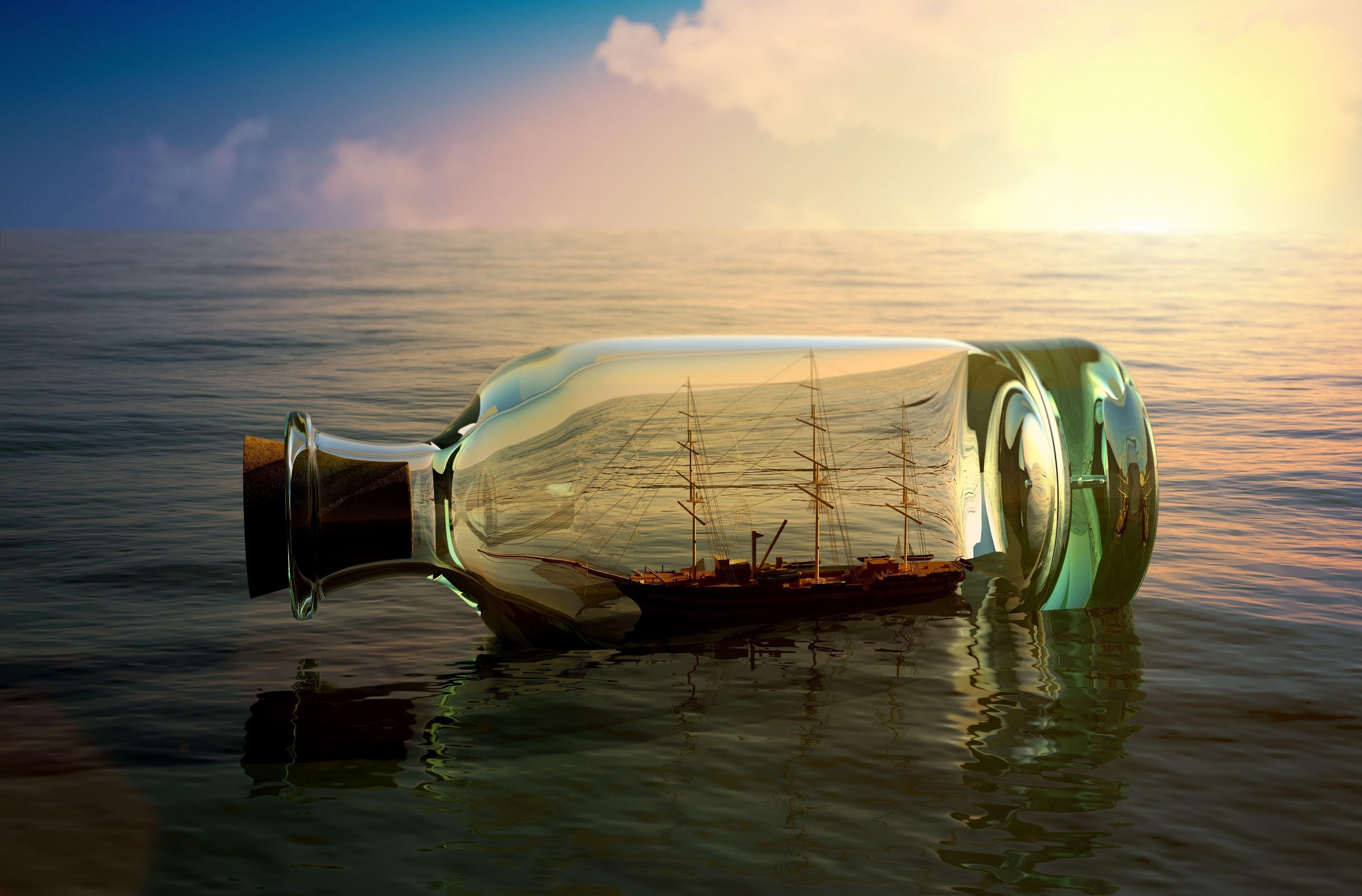 Ship In A Bottle Background - HD Wallpaper 
