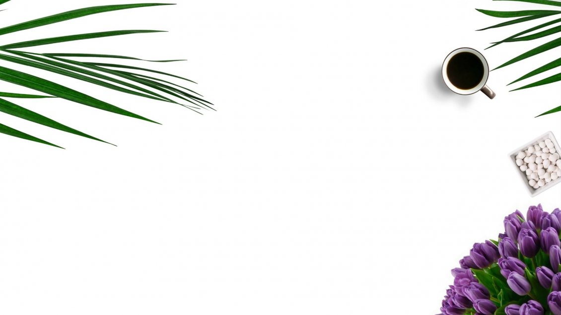 Download Wallpaper Abstract Wallpaper -purple Tulips - White Background With Design - HD Wallpaper 