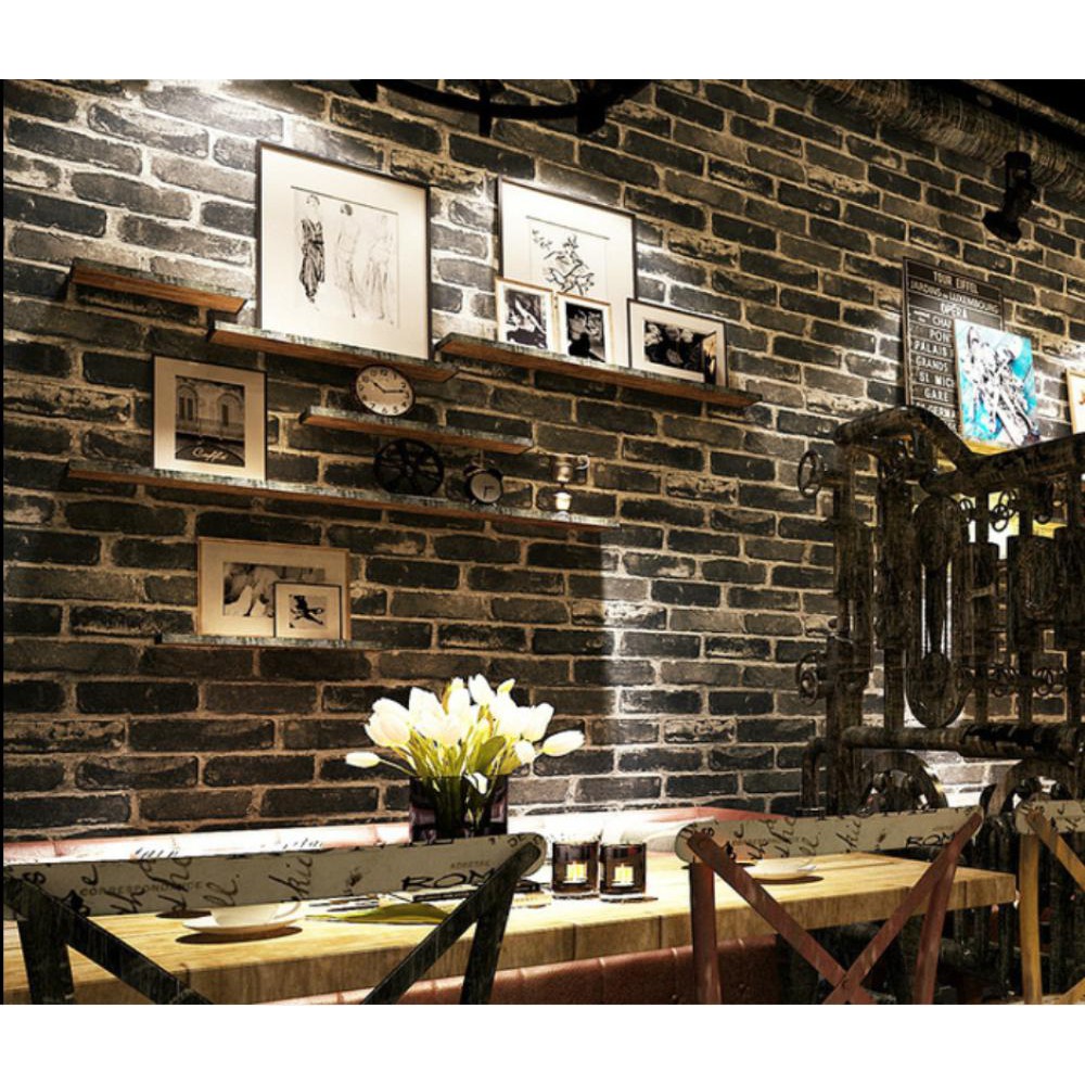 Wallpaper Bars Clothing Stores Cafes Background Wall,tea - Industrial Brick - HD Wallpaper 