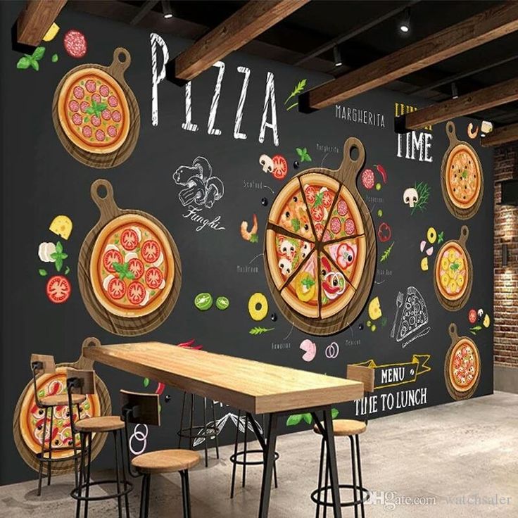 Pizza Cafe Painting - HD Wallpaper 