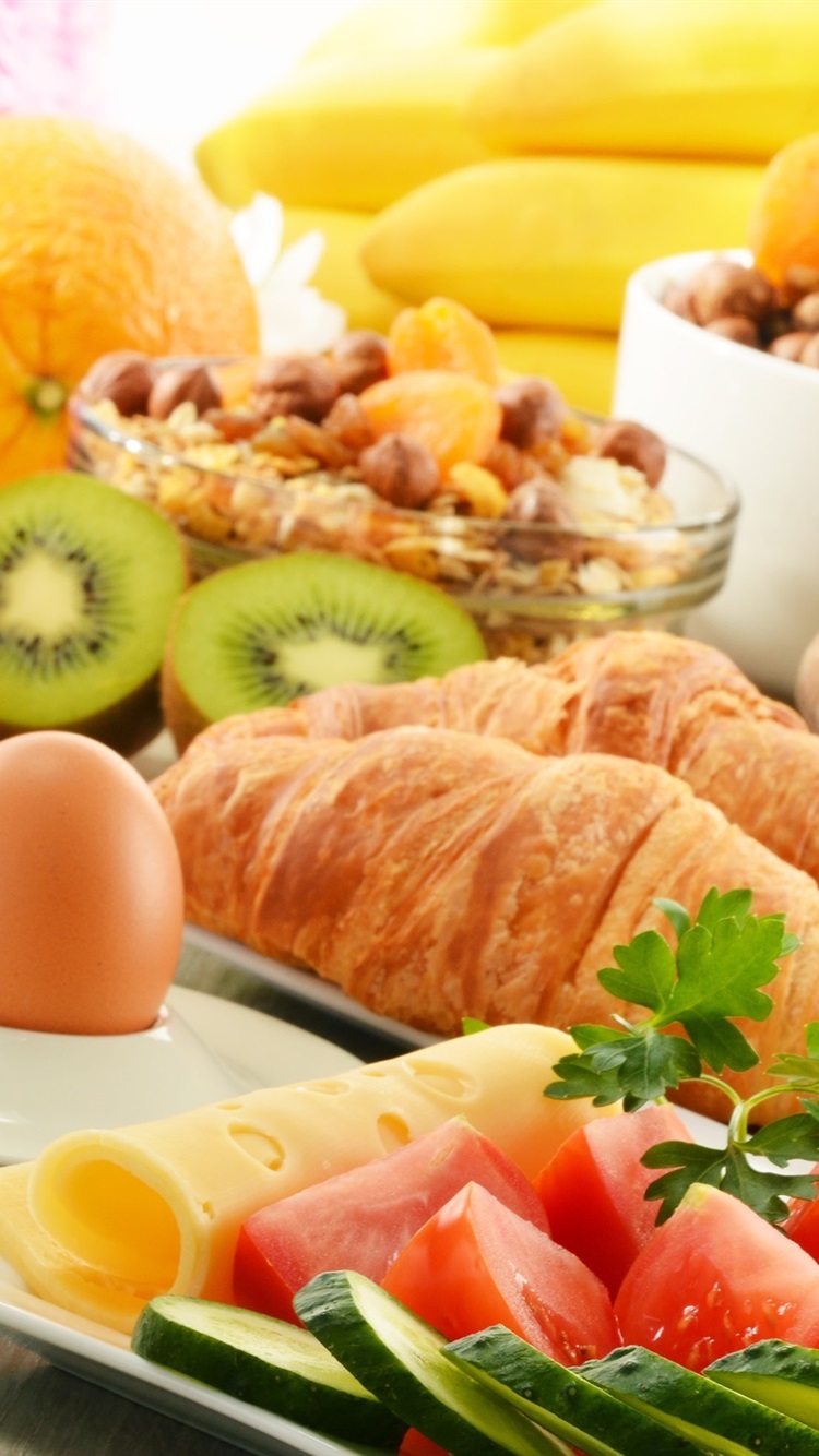 Iphone Wallpaper Breakfast, Coffee, Croissants, Kiwis, - Petit Dejeuner In French - HD Wallpaper 