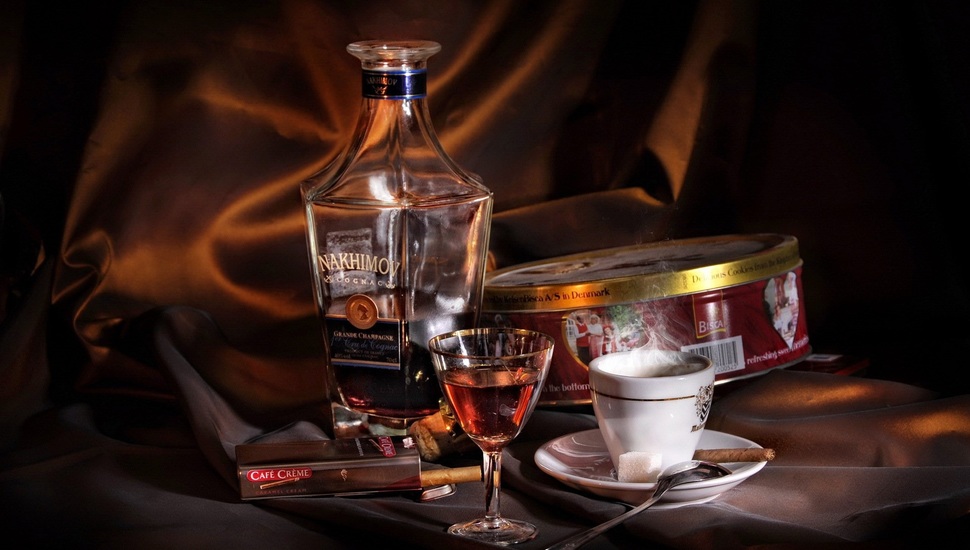 Drinks, Brandy, Cigar Desktop Background - Coffee Alcohol And Cigarettes - HD Wallpaper 