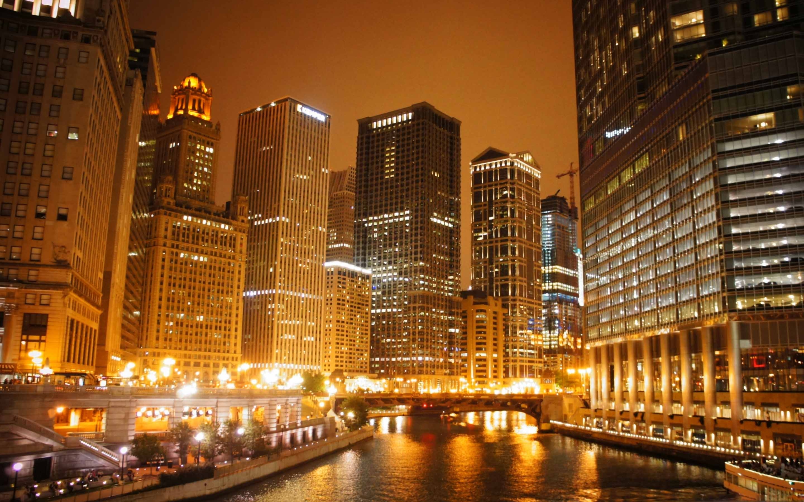 Chicago Night River - HD Wallpaper 