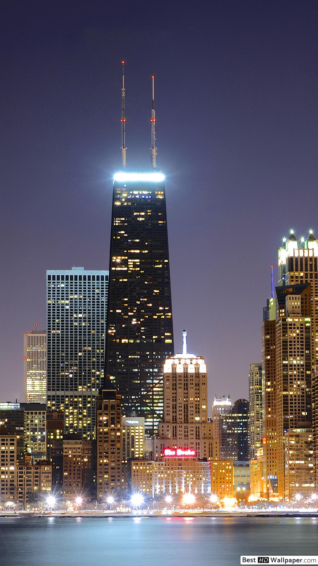 High Resolution Chicago Skyline Night - HD Wallpaper 