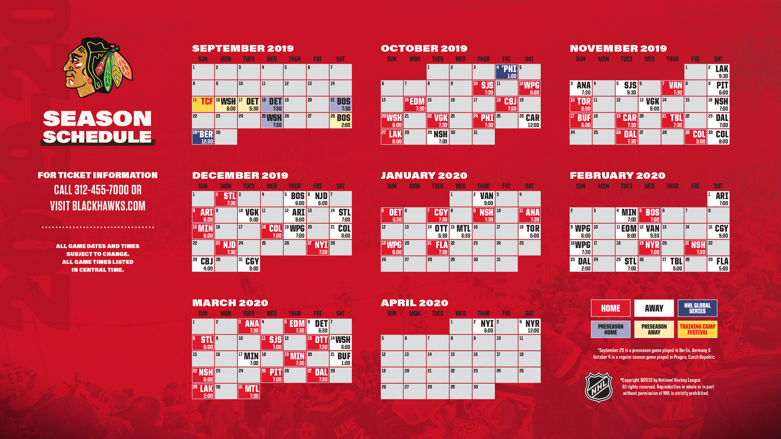 Chicago Blackhawks Schedule 2019 20 - HD Wallpaper 