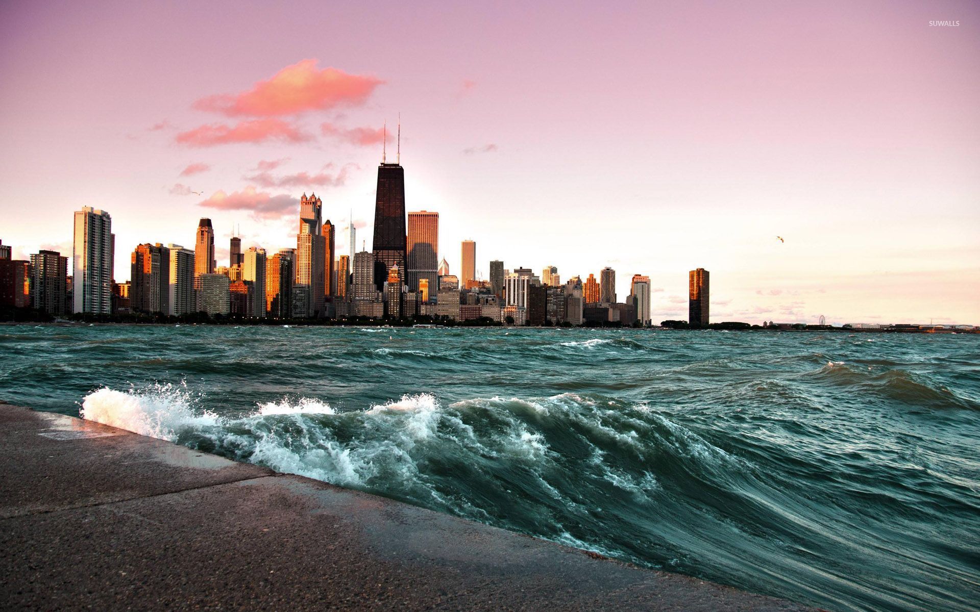 Chicago And Lake Michigan [2] Wallpaper - Chicago Wallpaper Desktop - HD Wallpaper 