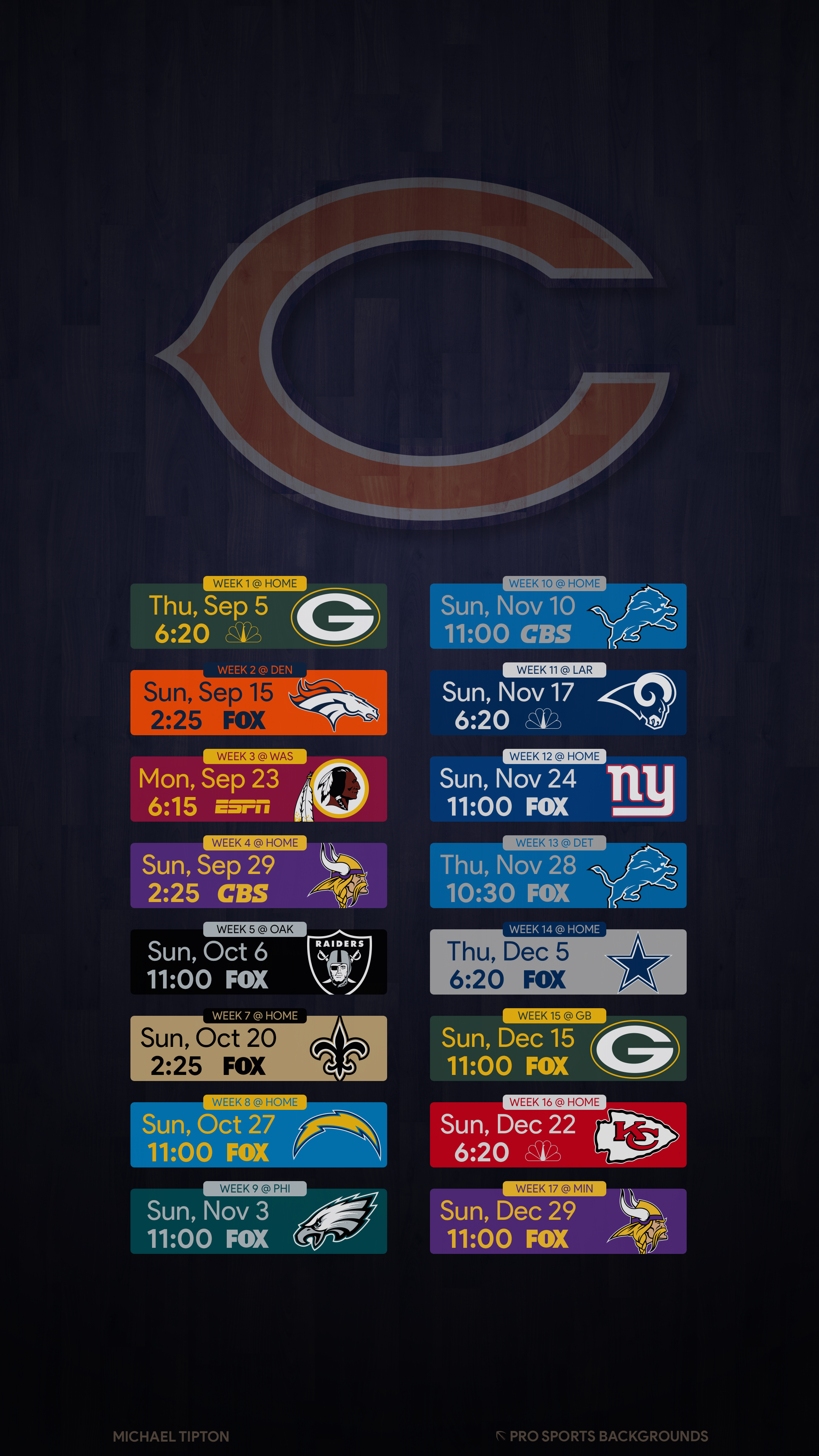 Chicago Bears 2019 Schedule - HD Wallpaper 