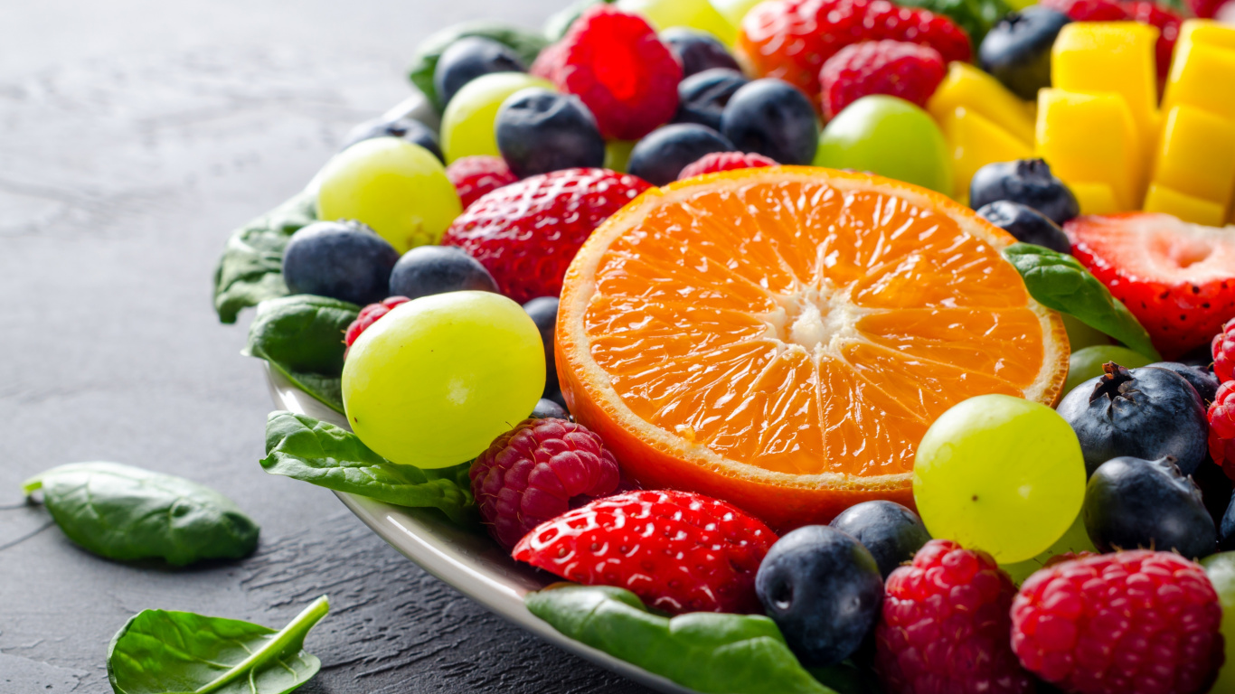 Fruits, Salad, Berries, Grapes, Fresh, Wallpaper - Fruits Wallpaper 4k - HD Wallpaper 