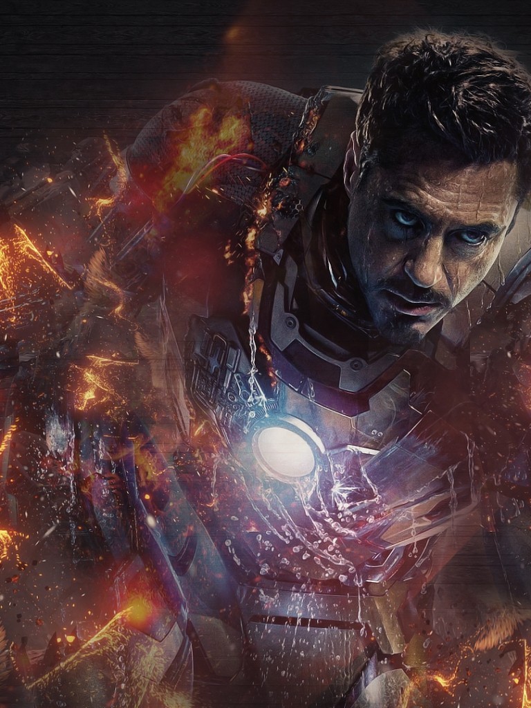 Iron Man, Nanosuit, Fire, Robert Downey Jr - Sfondi 4k Iphone Iron Man - HD Wallpaper 