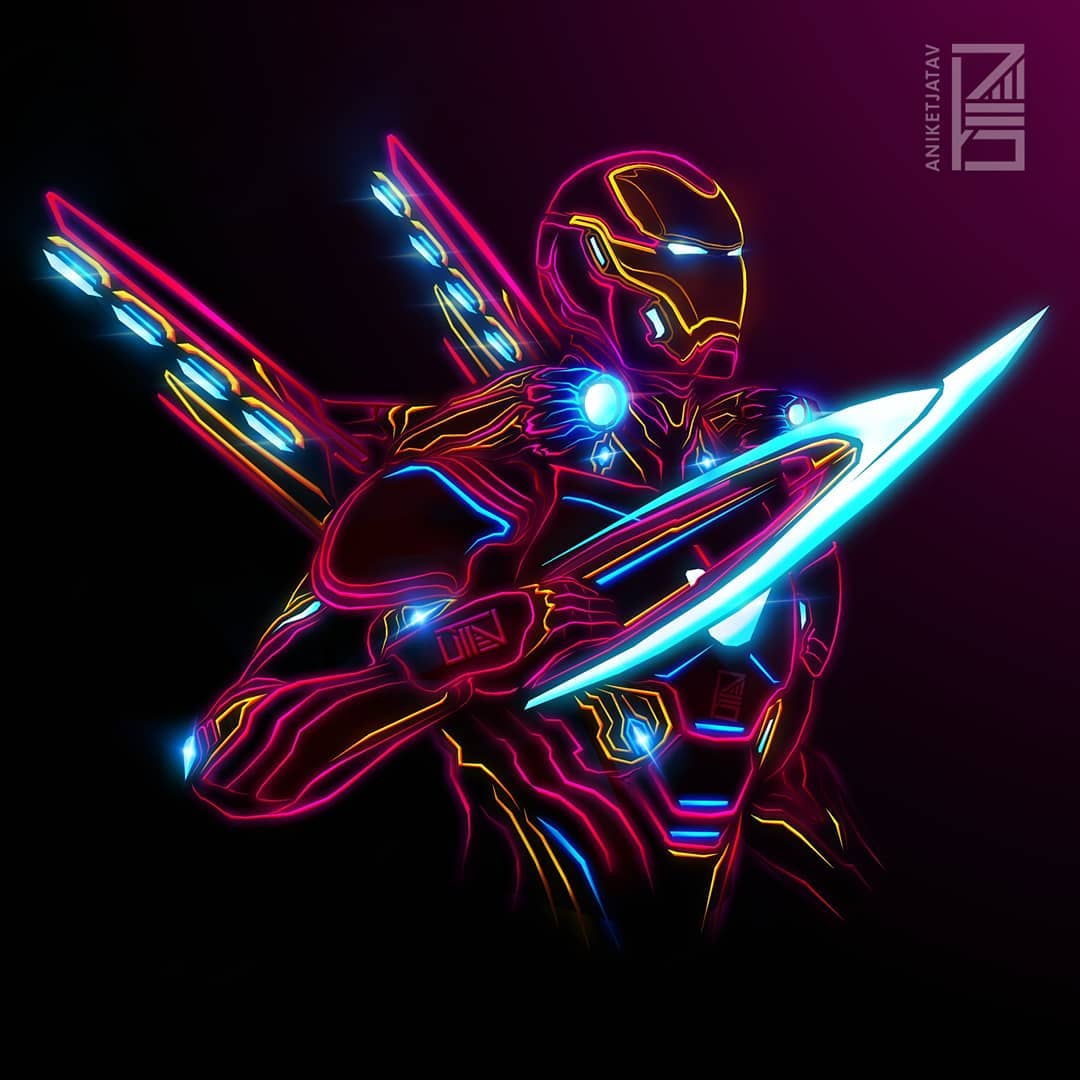 Iron Man Wallpaper Neon - HD Wallpaper 