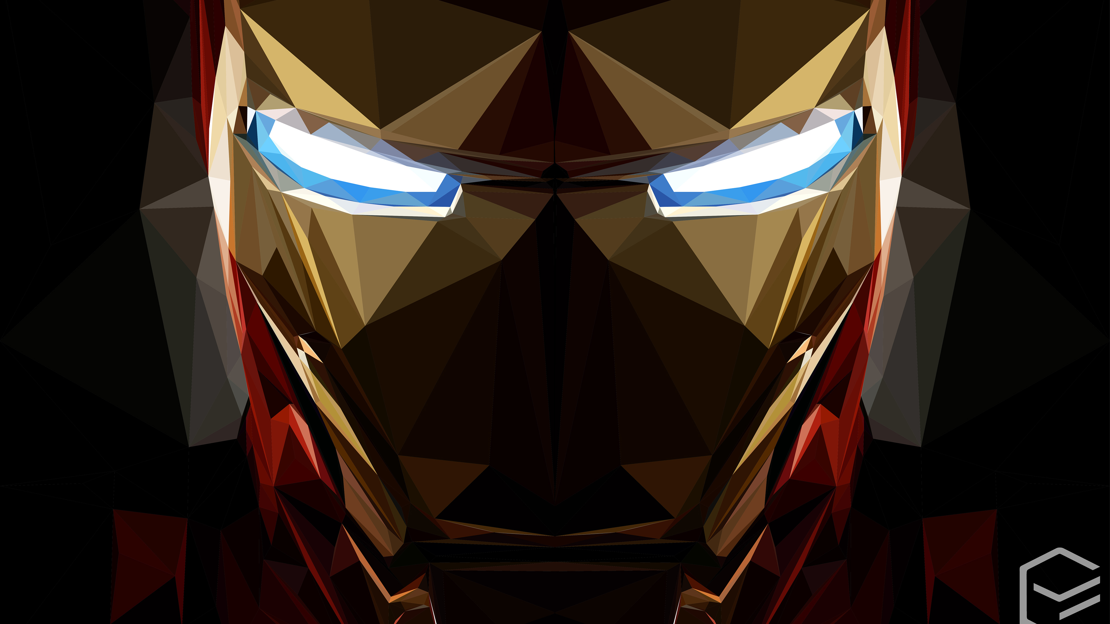 Iron Man Low Poly Artwork - Original Iron Man Face - HD Wallpaper 