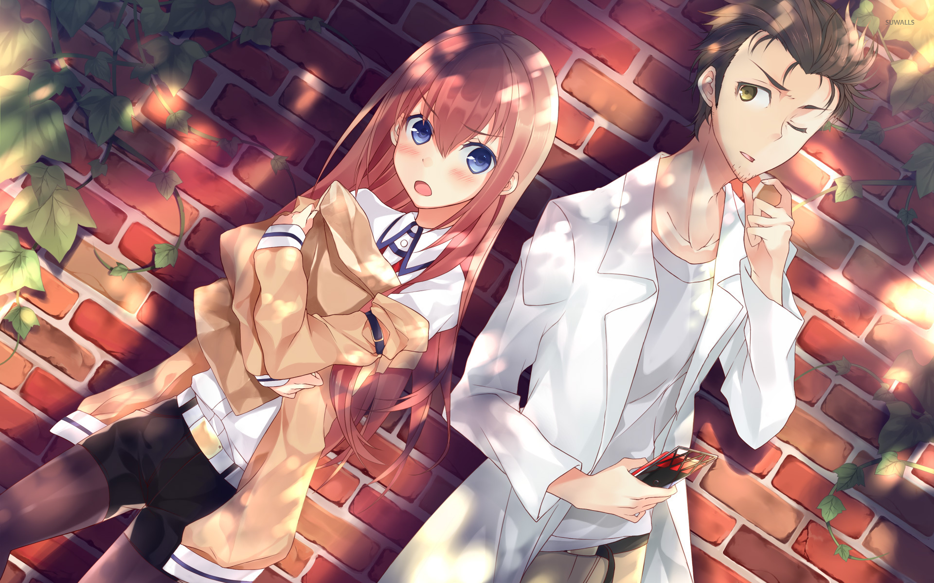 Makise Kurisu And Okabe Rintarou Steins Gate - HD Wallpaper 