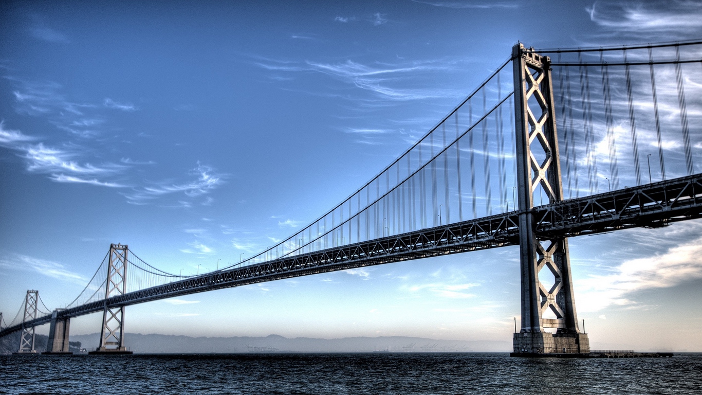 Wallpaper San Francisco, Sky, Nature, Wave, Bridge - Oakland Bay Bridge - HD Wallpaper 