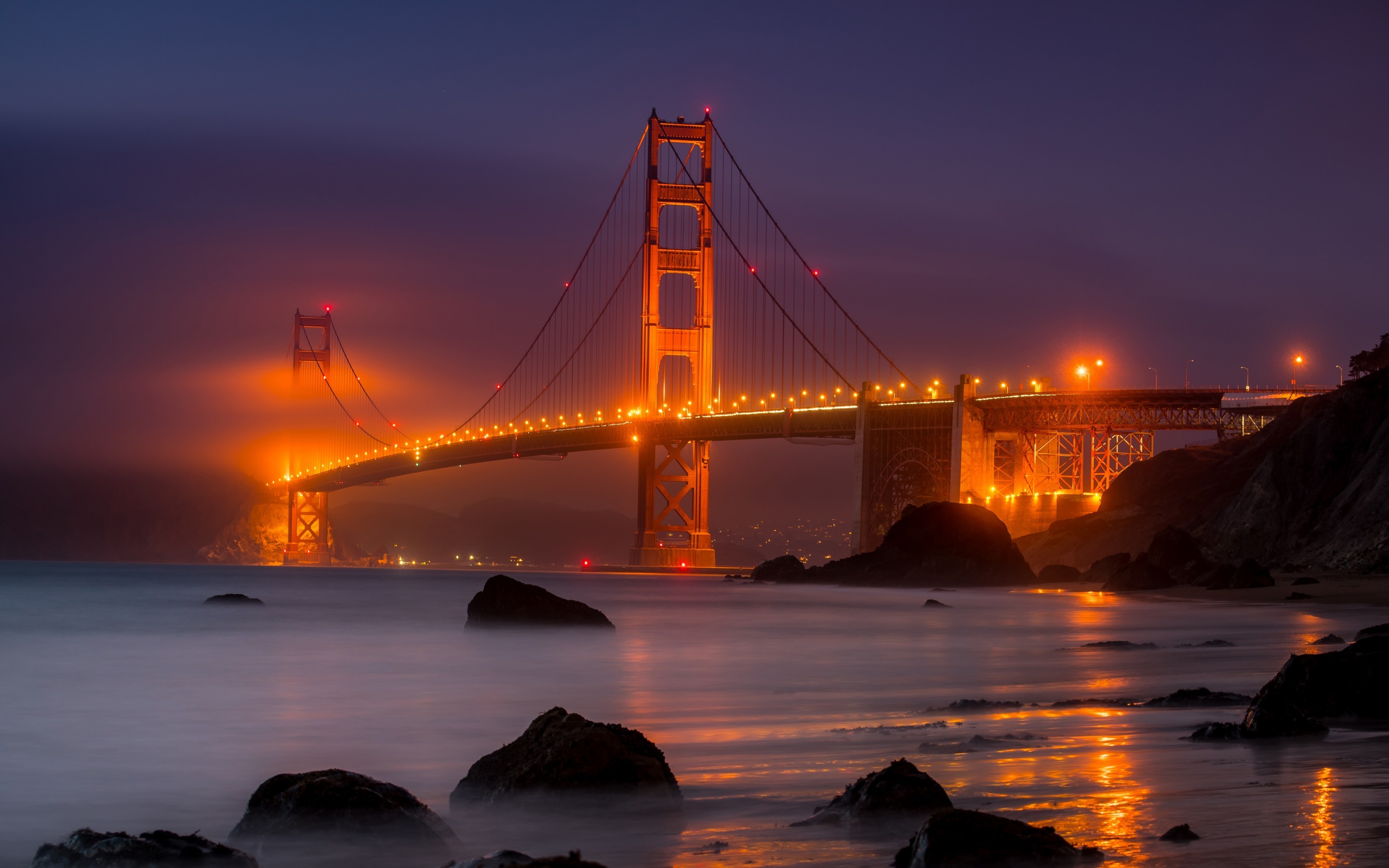 Golden Gate Bridge, California, Night, Lights, Scenery, - San Francisco Phone Background - HD Wallpaper 