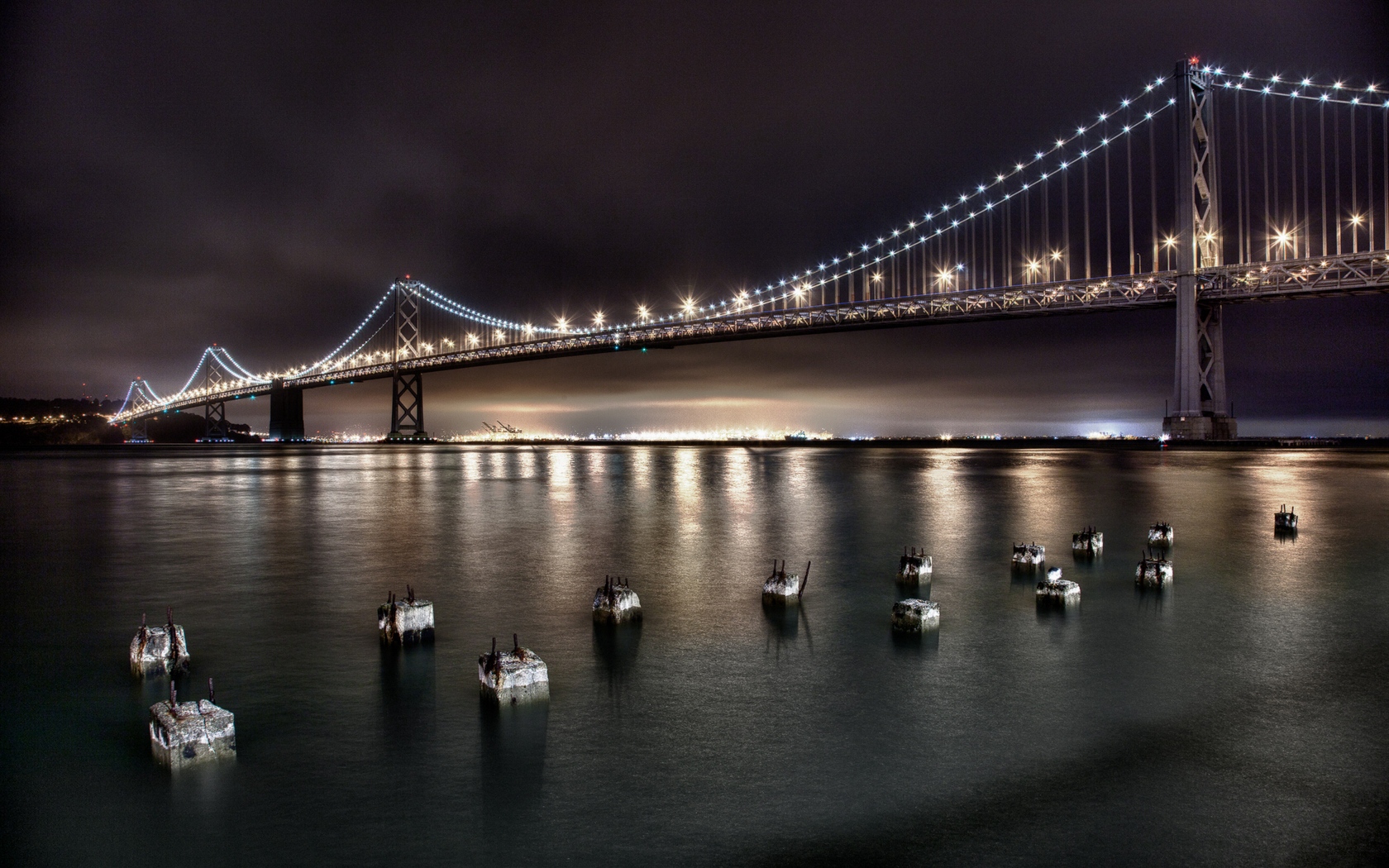 Wallpaper San Francisco, Bridge, Golden, Gate, Night, - Oakland Bay Bridge - HD Wallpaper 