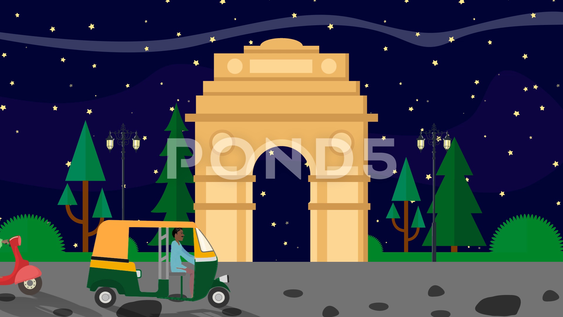 Gate Night Cartoon - HD Wallpaper 
