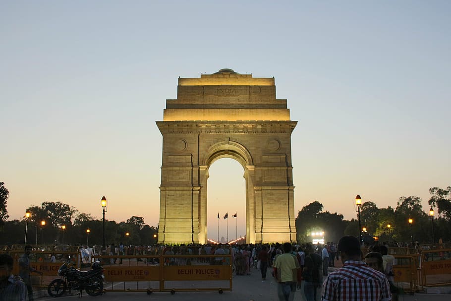 India, India Gate, New Delhi, Abendstimmung, Sky, Architecture, - India Gate - HD Wallpaper 
