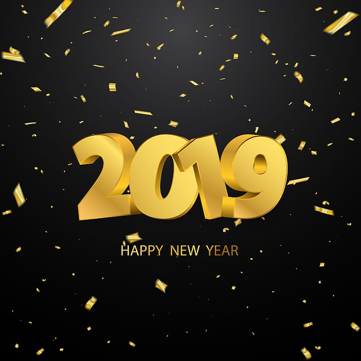 Gold, New Year, Figures, Golden, Black Background, - Poster - HD Wallpaper 