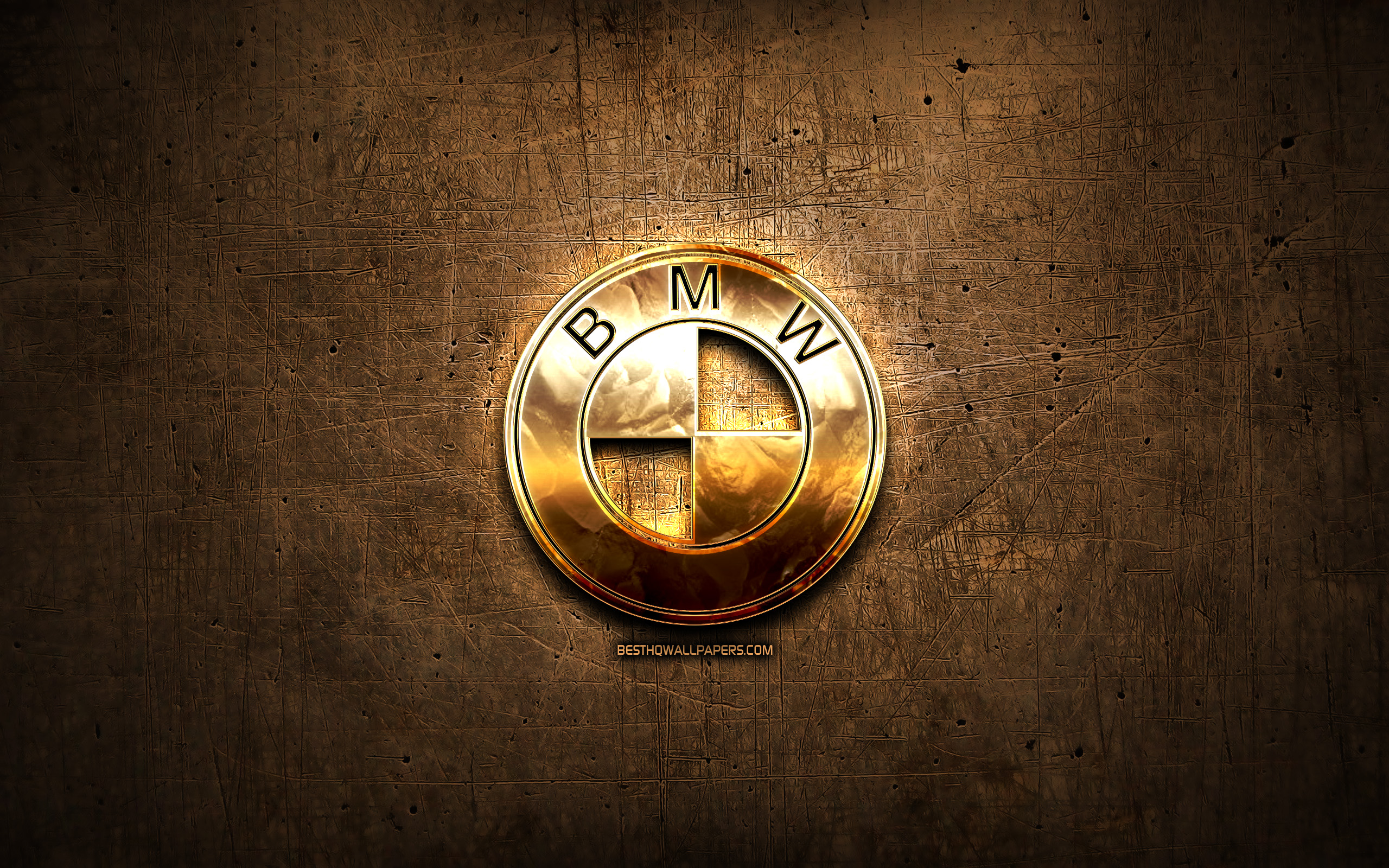 Bmw Golden Logo, Cars Brands, Artwork, Brown Metal - Bmw Logo Wallpaper Gold - HD Wallpaper 