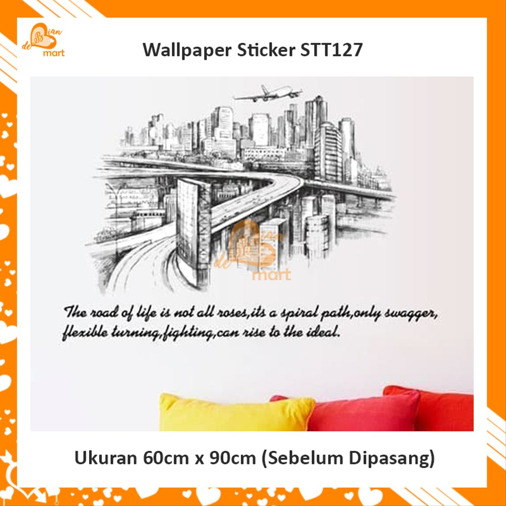 Wallpaper Dinding Wall Sticker Motif Sketsa Kota Stt127 - Building Art Doodle - HD Wallpaper 