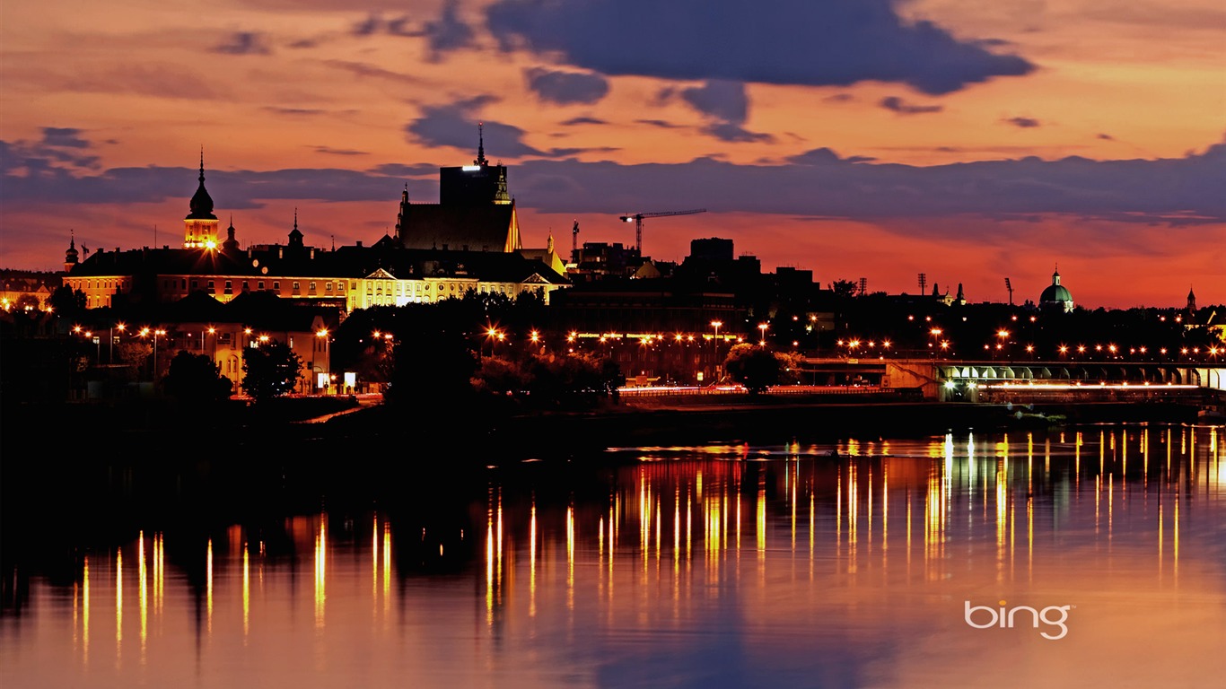 Sunset In Warsaw Poland-bing Wallpaper2012 - Warsaw - HD Wallpaper 
