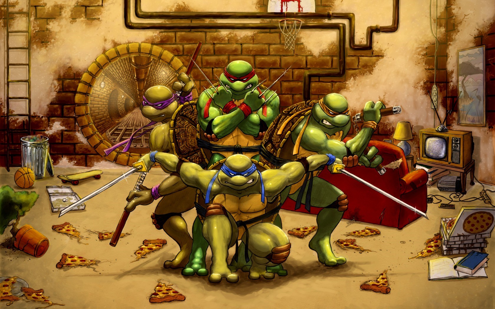 Teenage Mutant Ninja Turtles Leonardo Raphael Michelangelo - HD Wallpaper 