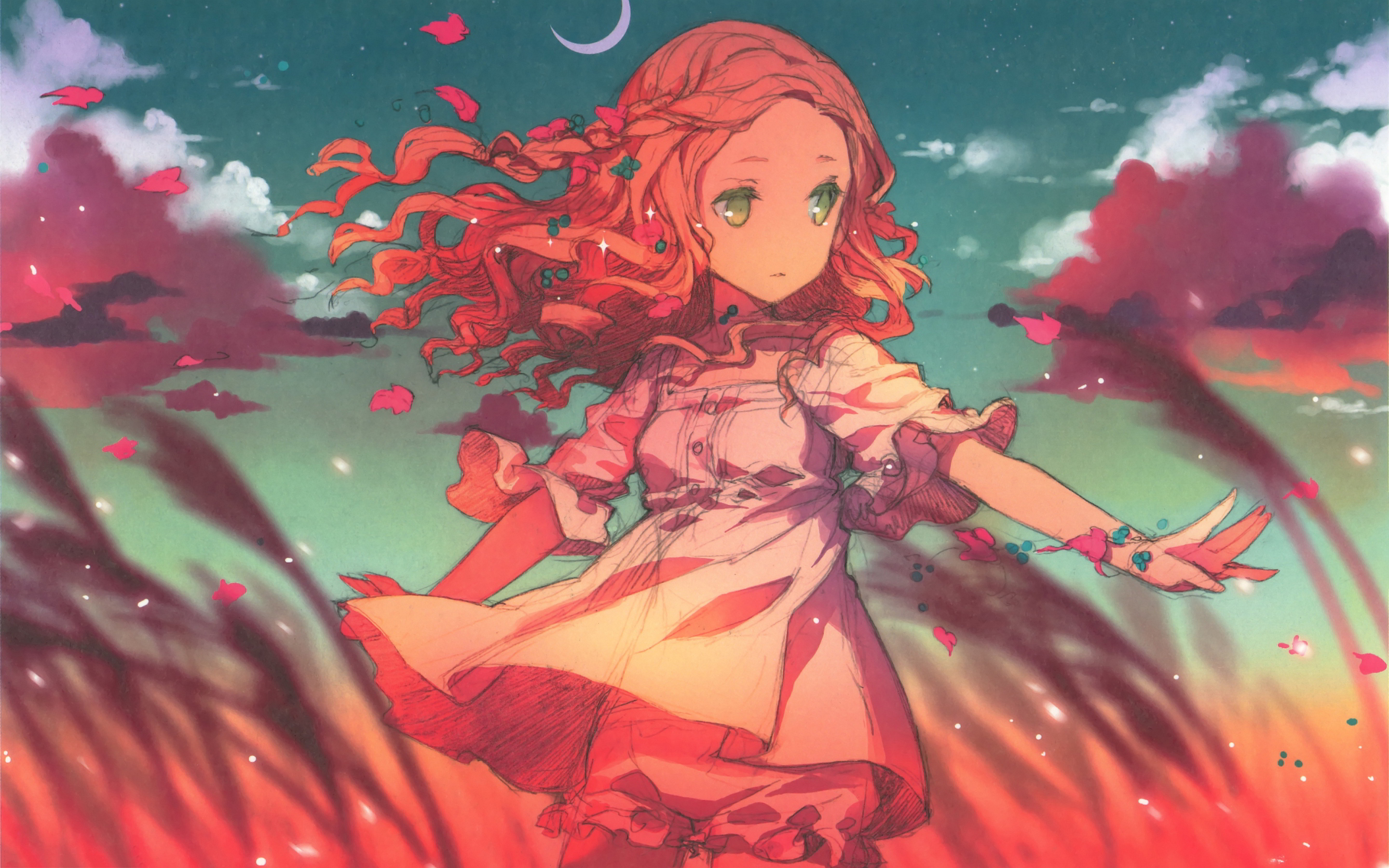 Anime Girl Wind - 2880x1800 Wallpaper 