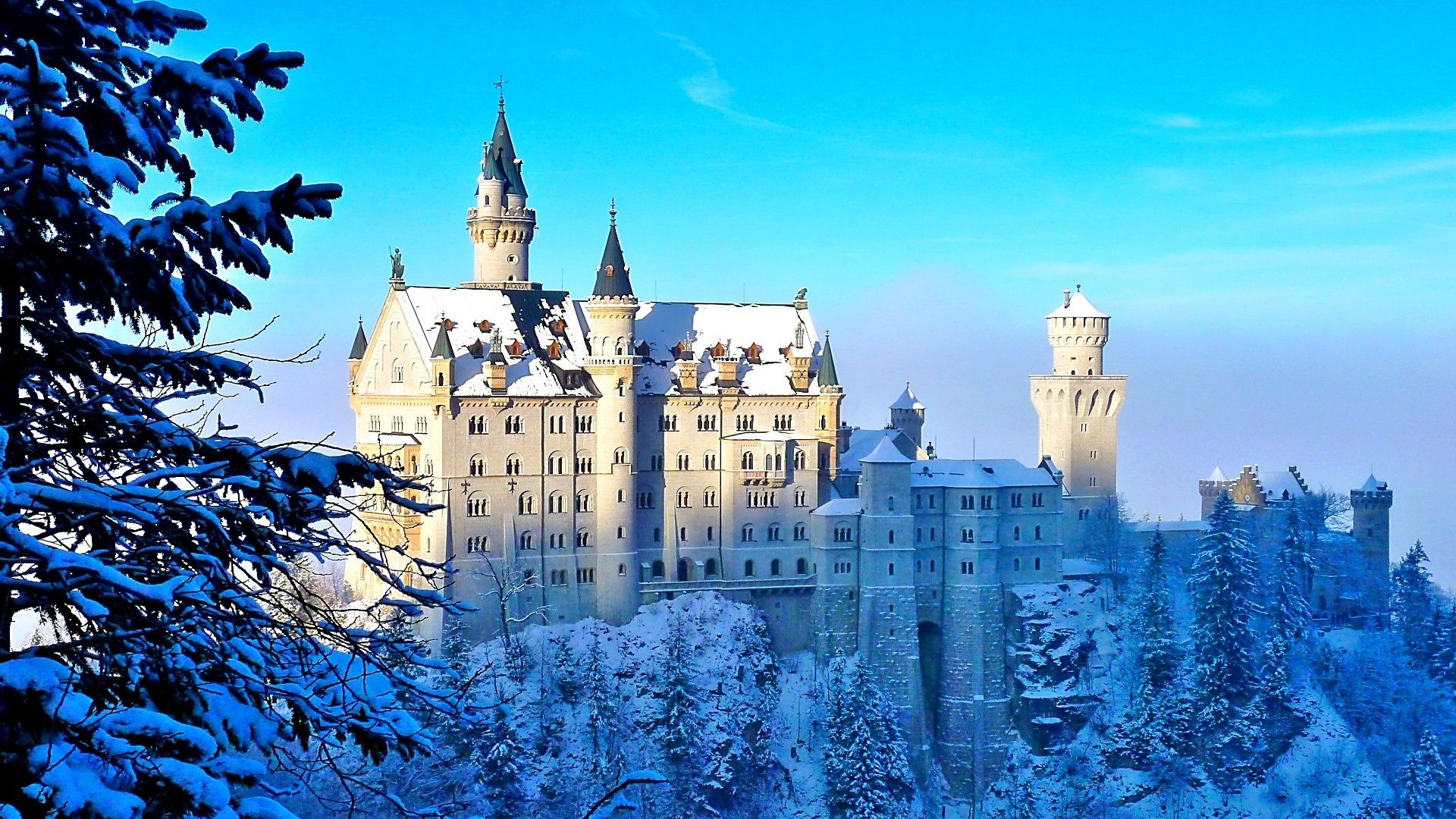Download Medieval Neuschwanstein Castle Winter Germany - Neuschwanstein Castle - HD Wallpaper 
