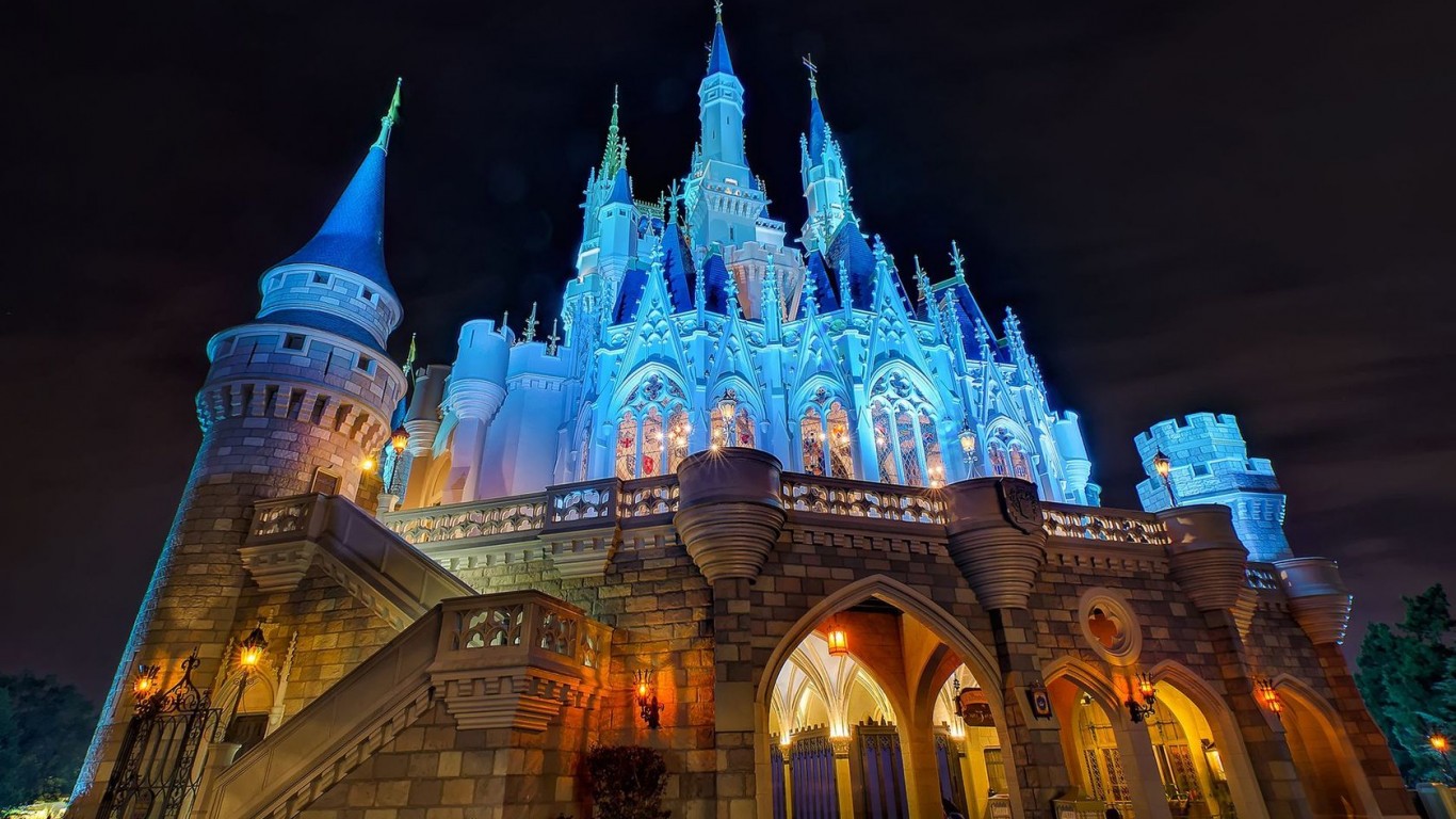 Disney Castle Wide Night - HD Wallpaper 