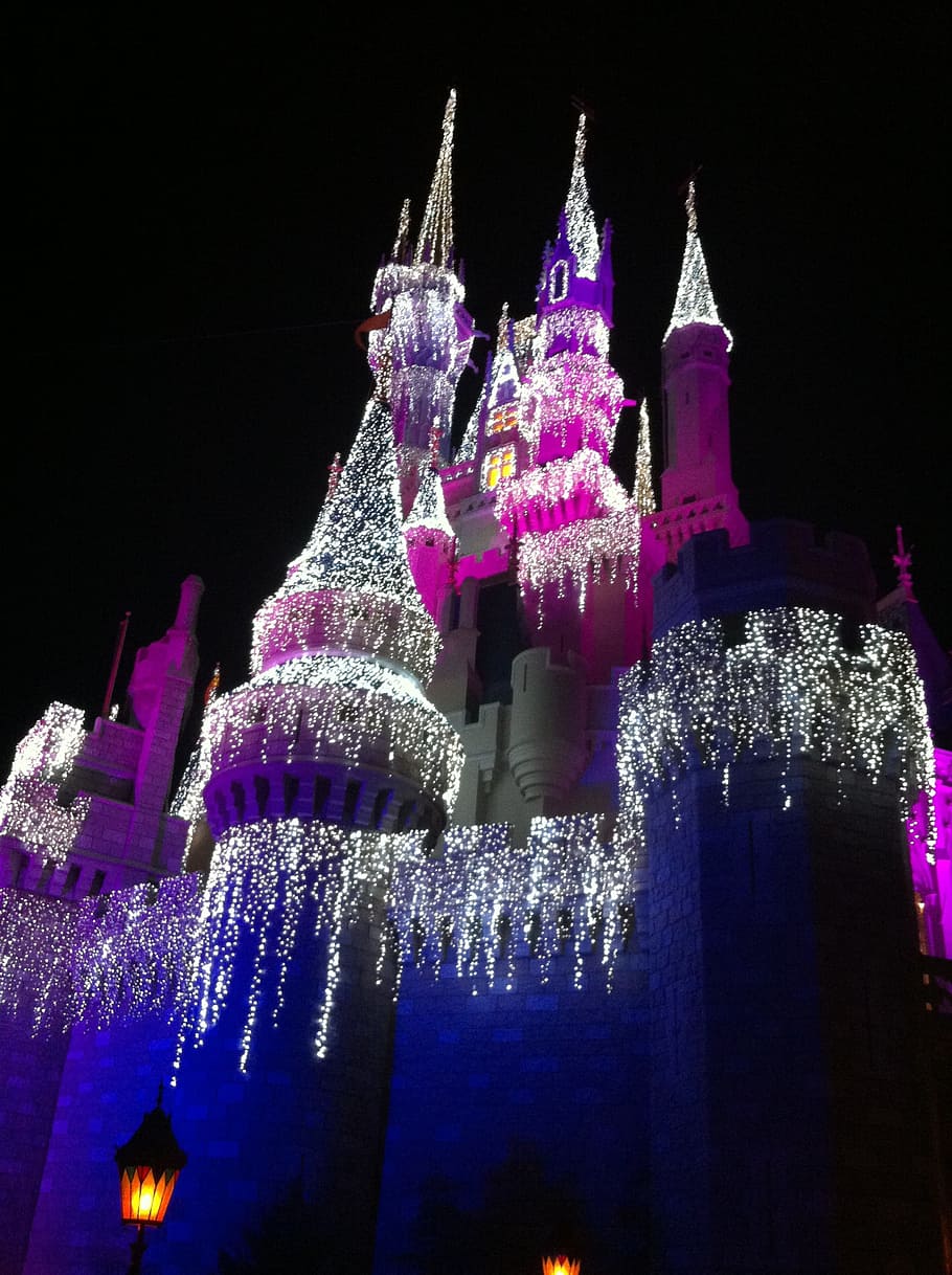 Disney Castle During Nighttime, Disney World, Cinderella - Castello Principesse Disney Immagini Vere - HD Wallpaper 