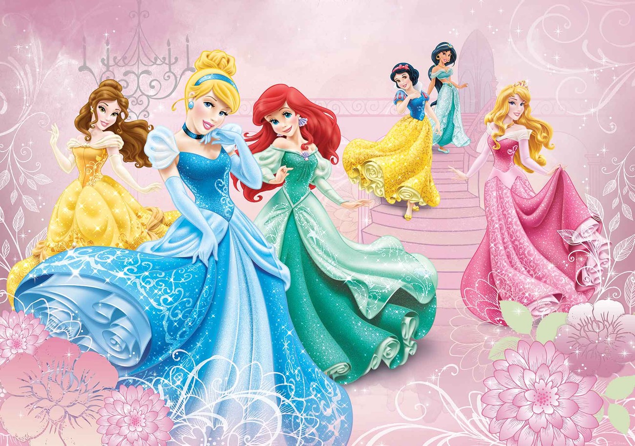 Disney Princesses Cinderella Aurora Wallpaper Mural - Disney Princesses Cinderella - HD Wallpaper 