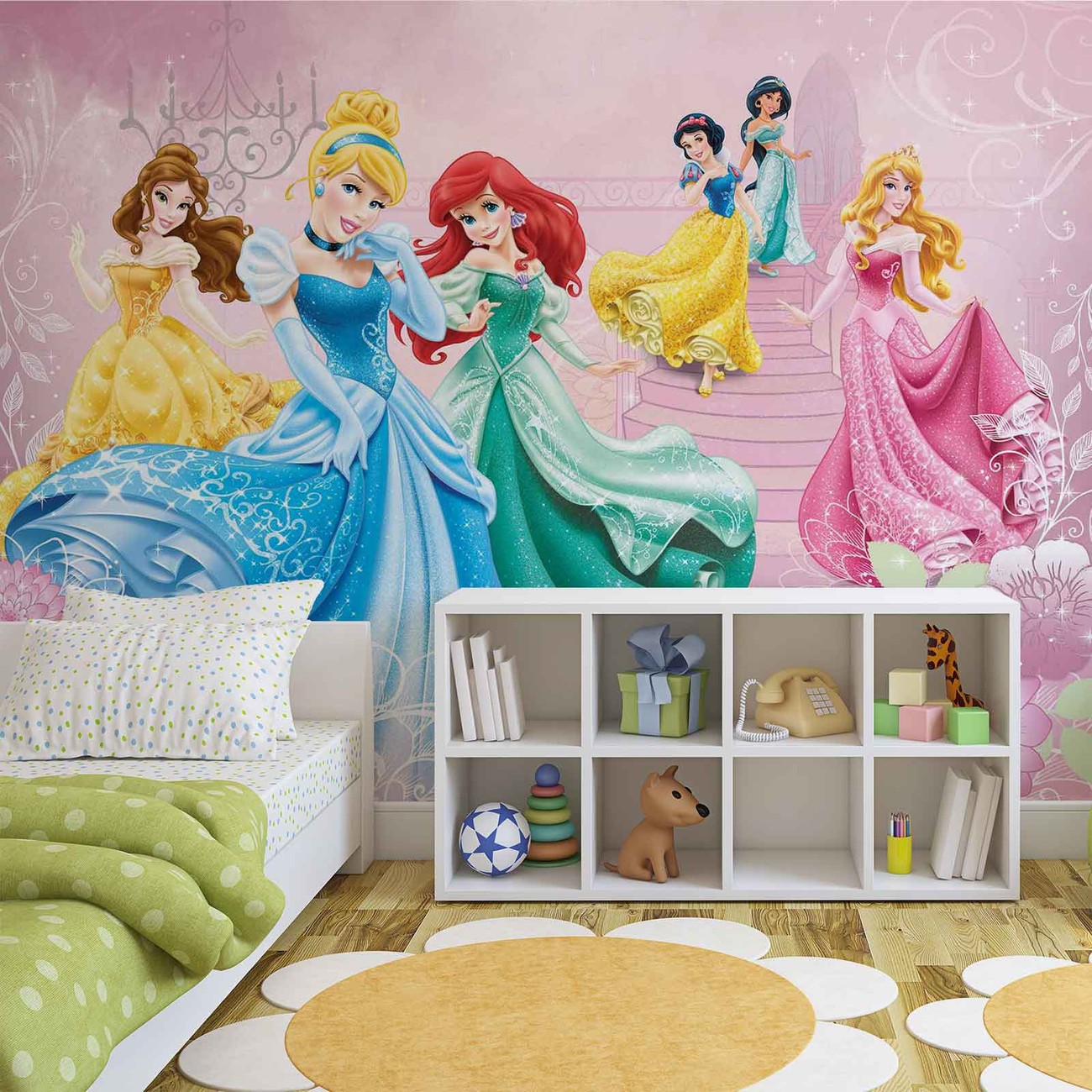 Disney Princesses Cinderella Aurora Wallpaper Mural - Girls Disney Bedroom - HD Wallpaper 
