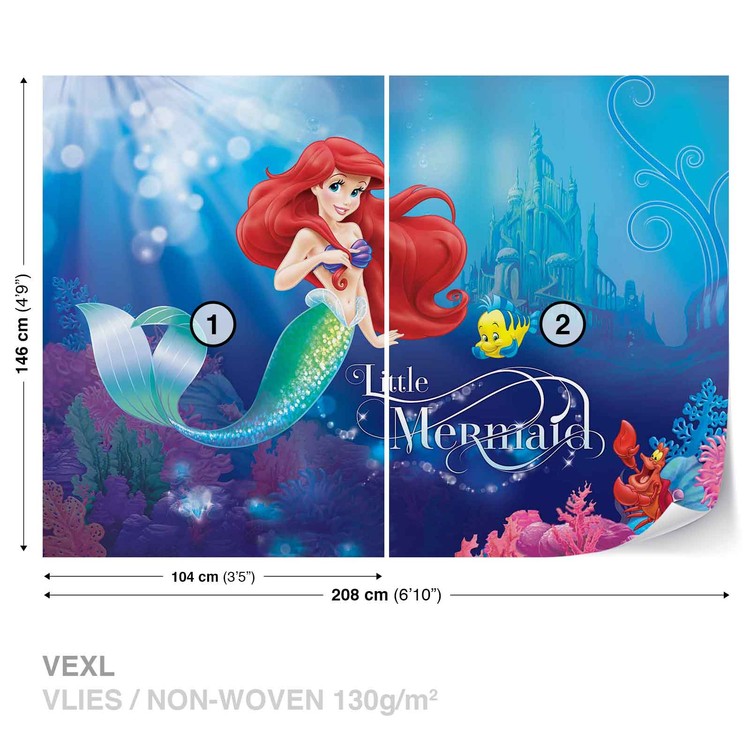 Disney Princesses Ariel Wallpaper Mural - Little Mermaid Banner - HD Wallpaper 