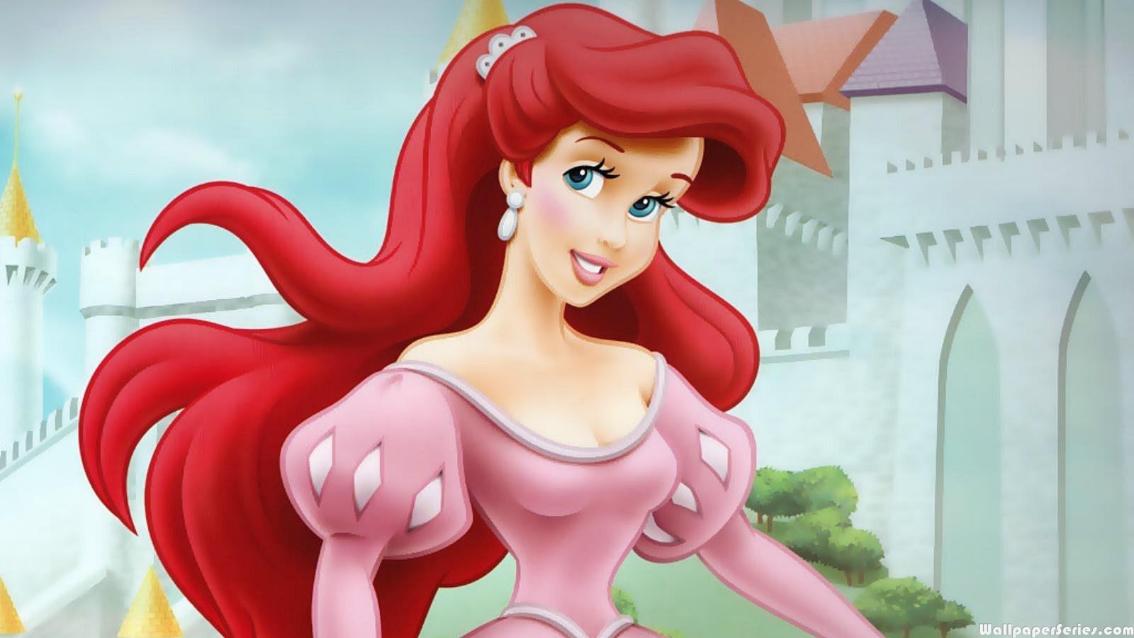Hd Disney Princess Ariel Pink Dress Desktop Wallpaper - Cinderella Red Dress Cartoon - HD Wallpaper 