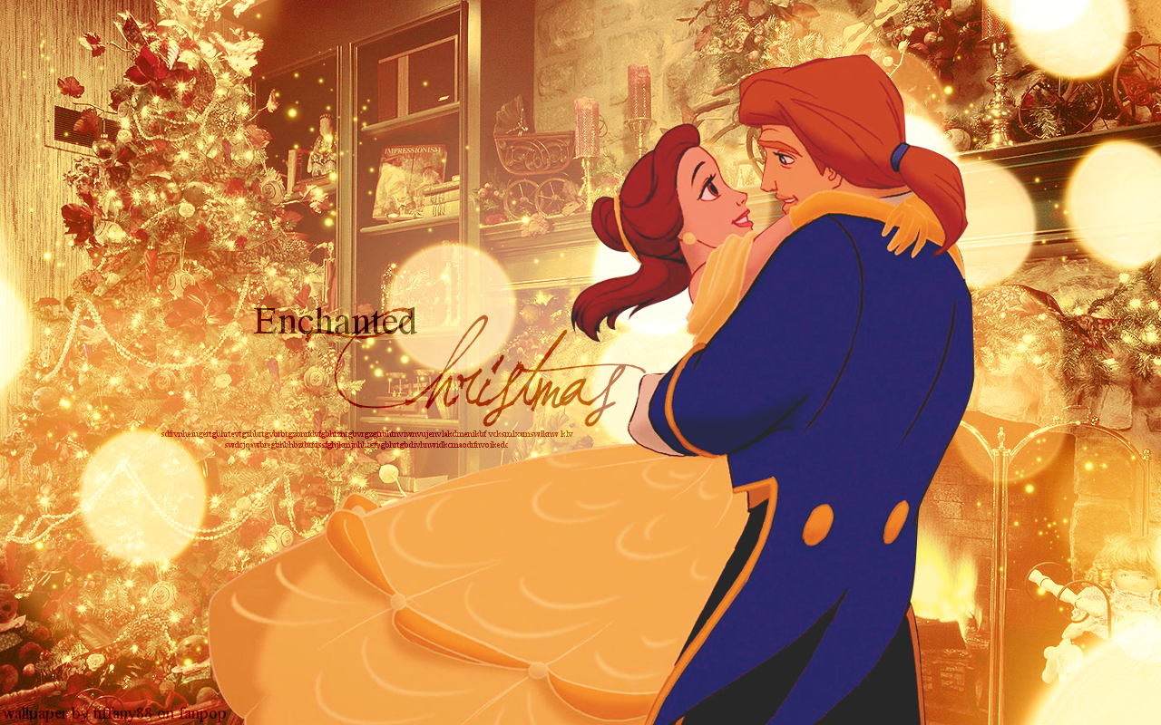 Disney Princess Beauty & The Beast - Beauty And The Beast Disney Christmas - HD Wallpaper 