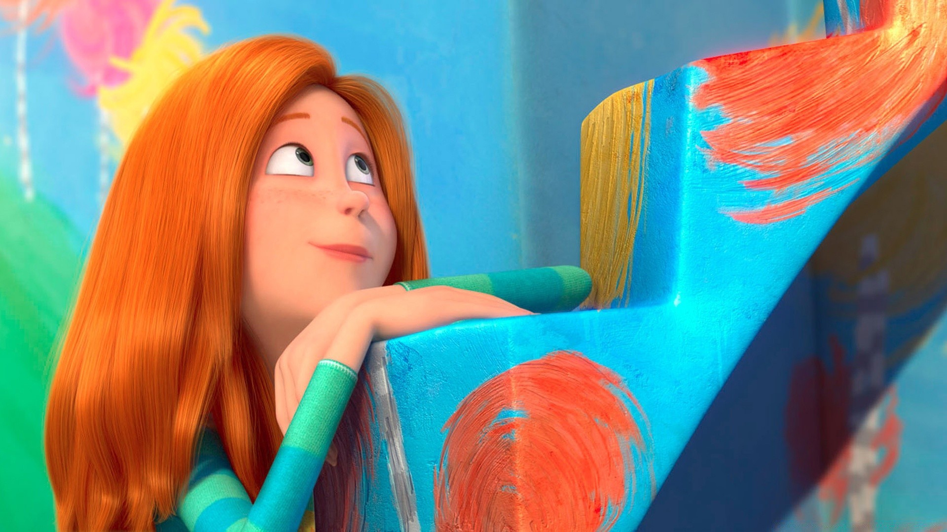 Cartoons Woman Art Bright Creativity Fun Painting Fashion - Dr Seuss The Lorax - HD Wallpaper 