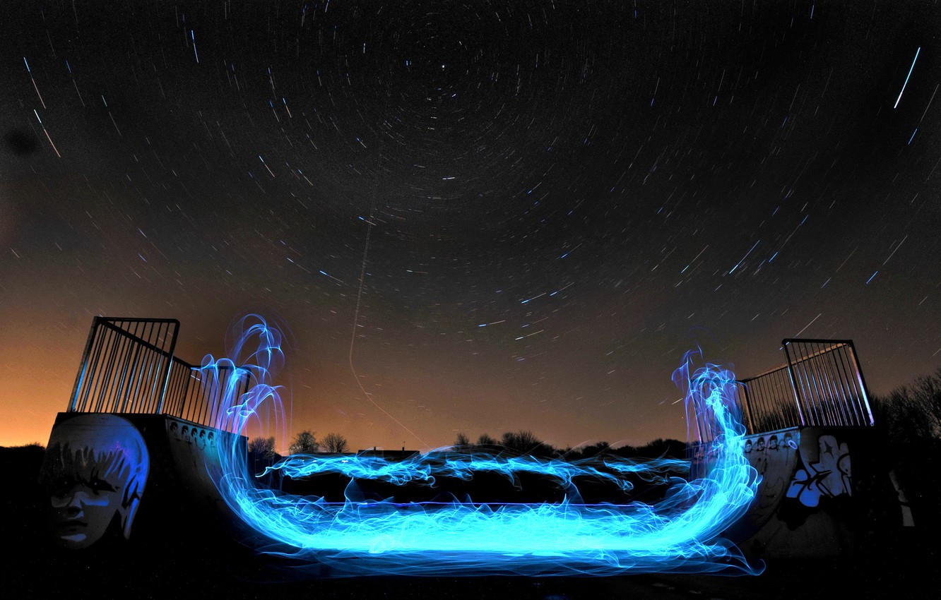 Photo Wallpaper Graphics, Flame, Sky, Graffiti, Trees, - Dibujos Psicodelicos De Futbol - HD Wallpaper 